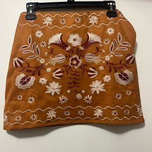 “Mi ami” orange/white side zip short skirt